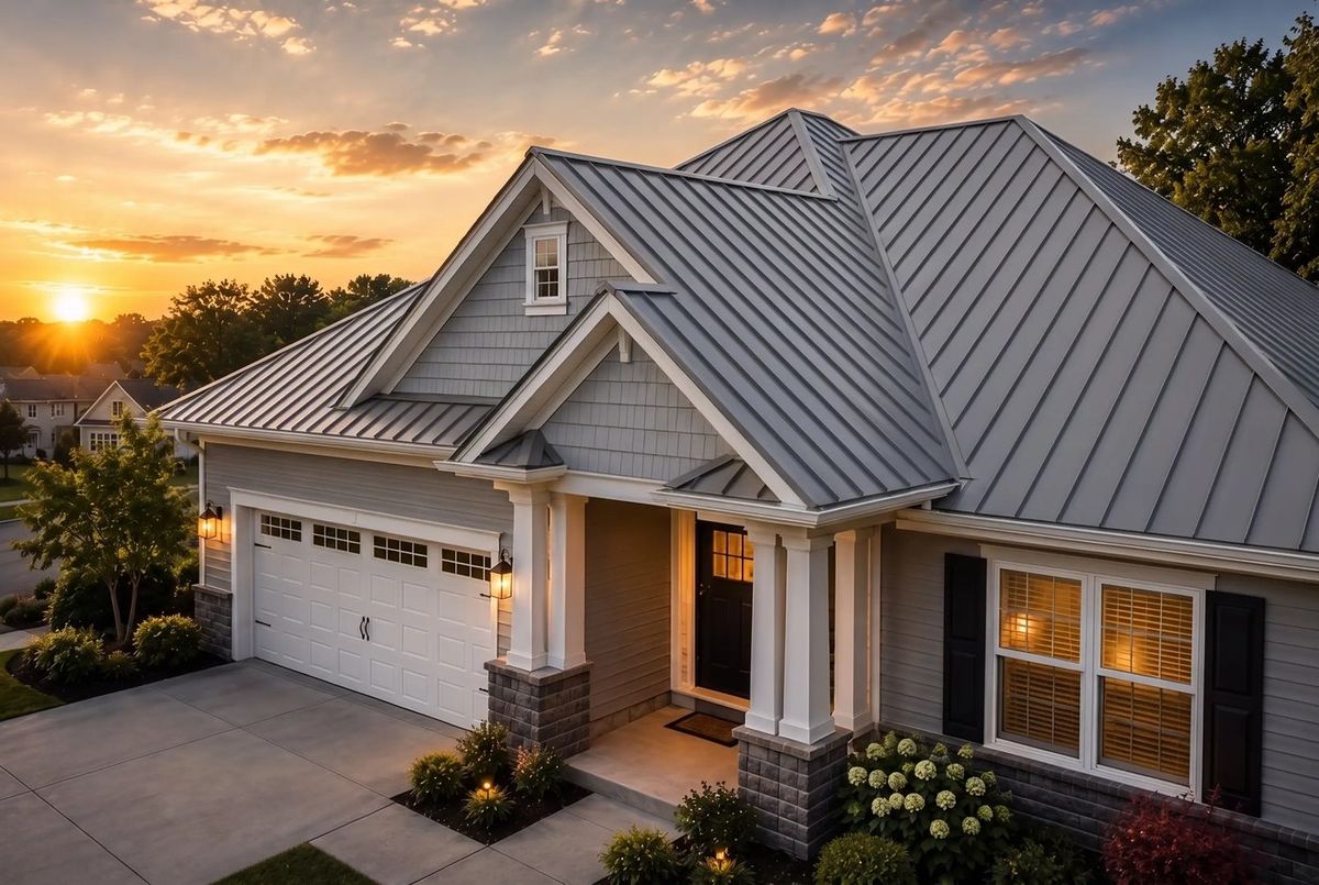 The house with a standing seam metal roof