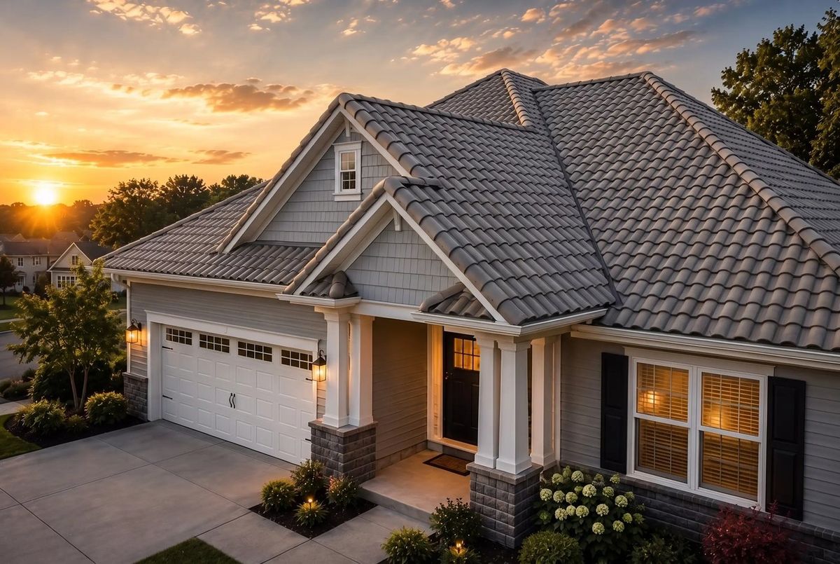 The house with a barrel clay tile roof